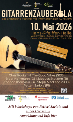 Mit Workshops von Petteri Sariola und Biber Herrmann Anmeldung und Info hier